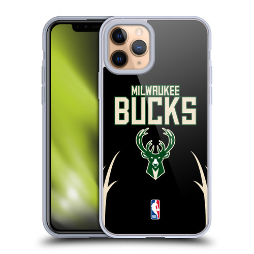 NBA Milwaukee Bucks Logo Black Design Soft Gel Case for Apple iPhone 11 Pro & MagSafe
