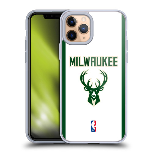 NBA Milwaukee Bucks Logo White Design Soft Gel Case for Apple iPhone 11 Pro & MagSafe