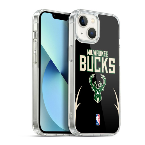 NBA Milwaukee Bucks Logo Black Design Soft Gel Case for Apple iPhone 13