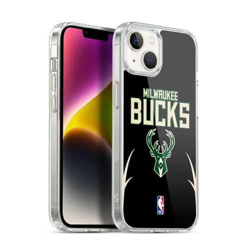 NBA Milwaukee Bucks Logo Black Design Soft Gel Case for Apple iPhone 14 Plus & MagSafe