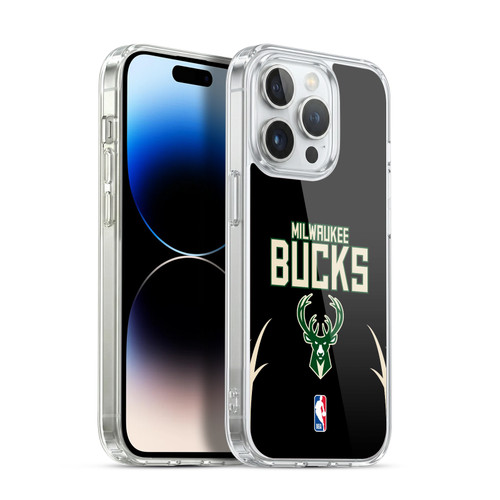 NBA Milwaukee Bucks Logo Black Design Soft Gel Case for Apple iPhone 14 Pro & MagSafe