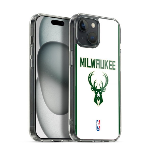NBA Milwaukee Bucks Logo White Design Soft Gel Case for Apple iPhone 15 & MagSafe
