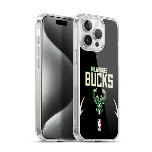 NBA Milwaukee Bucks Logo Black Design Soft Gel Case for Apple iPhone 15 Pro Max & MagSafe