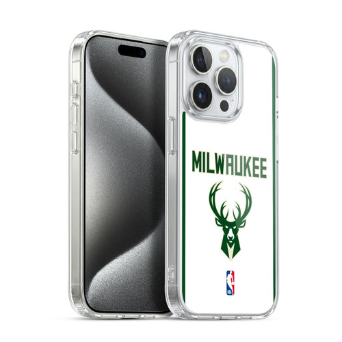 NBA Milwaukee Bucks Logo White Design Soft Gel Case for Apple iPhone 15 Pro & MagSafe