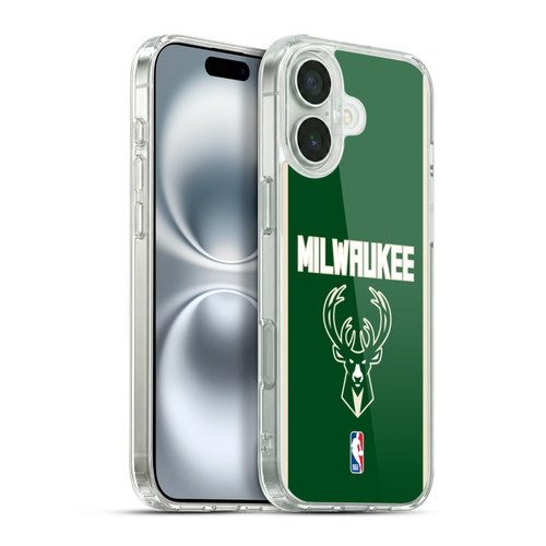 NBA Milwaukee Bucks Logo Green Design Soft Gel Case for Apple iPhone 16 Plus & MagSafe