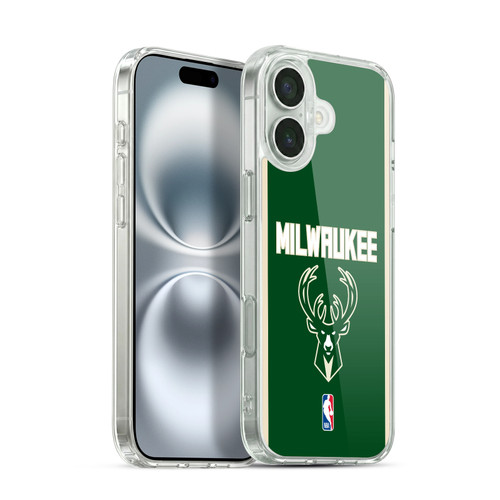 NBA Milwaukee Bucks Logo Green Design Soft Gel Case for Apple iPhone 16 Plus & MagSafe