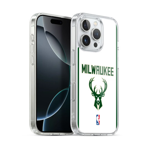NBA Milwaukee Bucks Logo White Design Soft Gel Case for Apple iPhone 16 Pro & MagSafe
