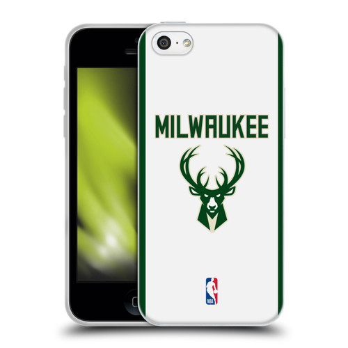 NBA Milwaukee Bucks Logo White Design Soft Gel Case for Apple iPhone 5c