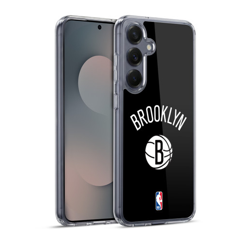 NBA Brooklyn Nets Logo Black Design Soft Gel Case for Samsung Galaxy S25+ & MagSafe