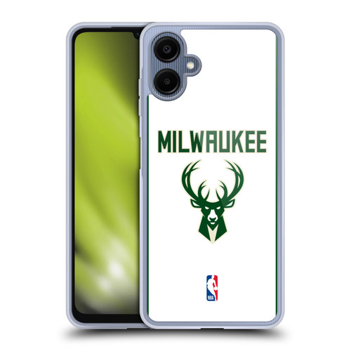 NBA Milwaukee Bucks Logo White Design Soft Gel Case for Samsung Galaxy A06 4G / 5G