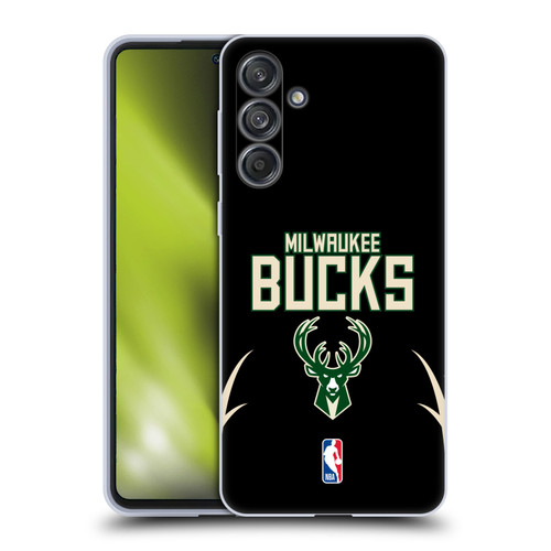 NBA Milwaukee Bucks Logo Black Design Soft Gel Case for Samsung Galaxy M55 5G