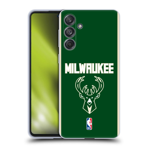 NBA Milwaukee Bucks Logo Green Design Soft Gel Case for Samsung Galaxy M55 5G