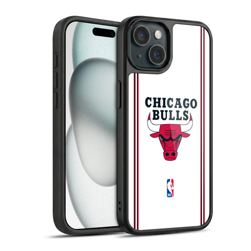 NBA Chicago Bulls Logo White Design Gel Armour Case For Apple iPhone 15
