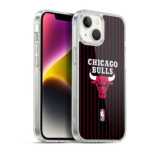 NBA Chicago Bulls Logo Black Pinstripe Design Soft Gel Case for Apple iPhone 14