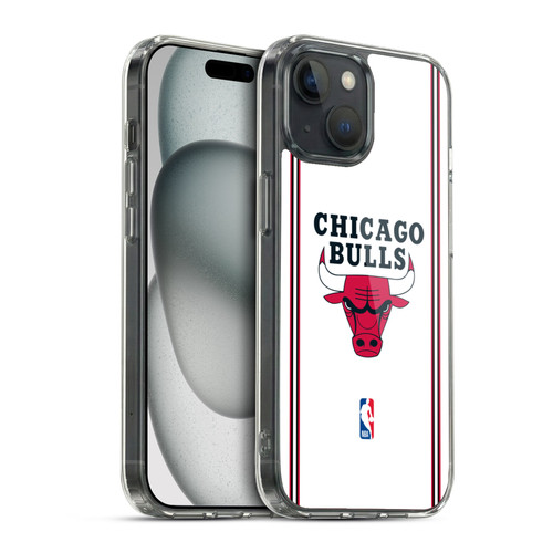 NBA Chicago Bulls Logo White Design Soft Gel Case for Apple iPhone 15 & MagSafe