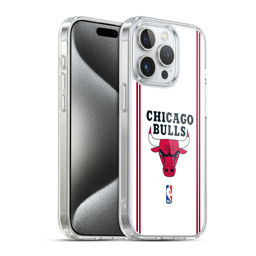 NBA Chicago Bulls Logo White Design Soft Gel Case for Apple iPhone 15 Pro & MagSafe