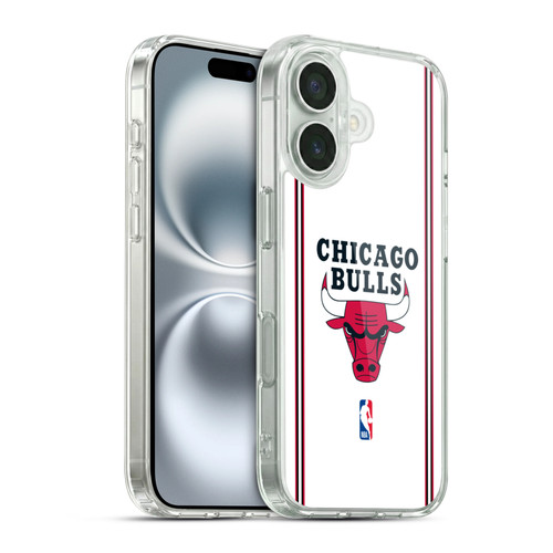 NBA Chicago Bulls Logo White Design Soft Gel Case for Apple iPhone 16 & MagSafe