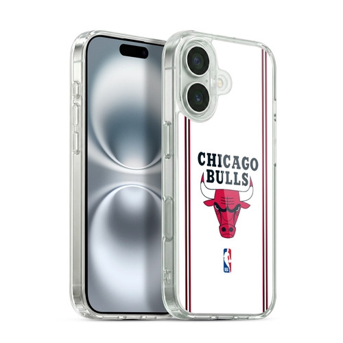 NBA Chicago Bulls Logo White Design Soft Gel Case for Apple iPhone 16 & MagSafe