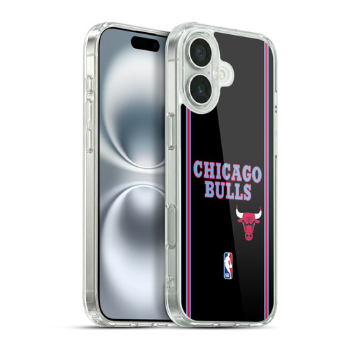 NBA Chicago Bulls Logo Black City Design Soft Gel Case for Apple iPhone 16 Plus & MagSafe