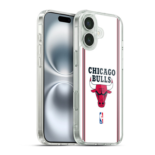 NBA Chicago Bulls Logo White Design Soft Gel Case for Apple iPhone 16 Plus & MagSafe