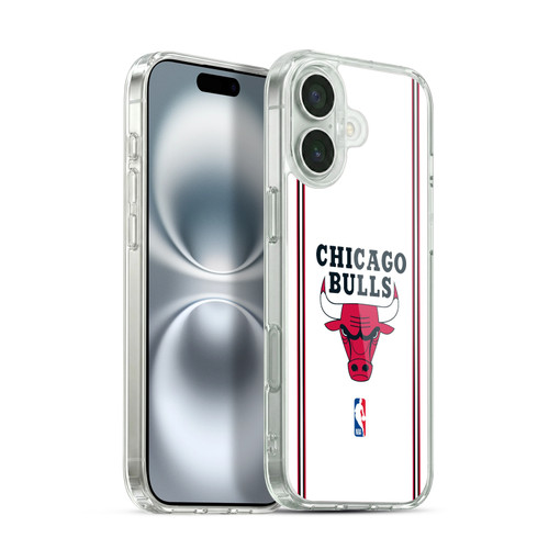 NBA Chicago Bulls Logo White Design Soft Gel Case for Apple iPhone 16 Plus & MagSafe