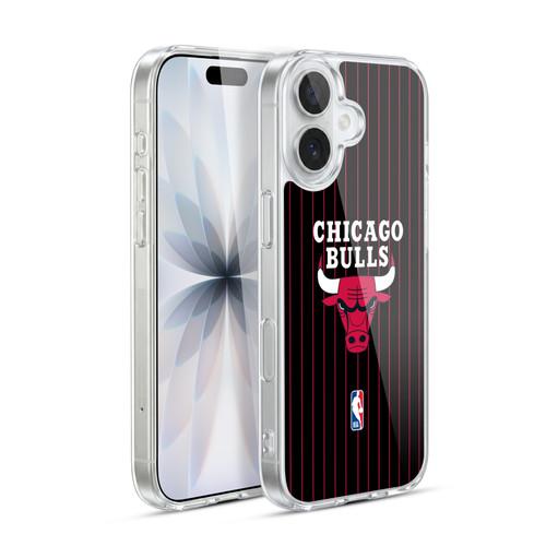 NBA Chicago Bulls Logo Black Pinstripe Design Soft Gel Case for Apple iPhone 17
