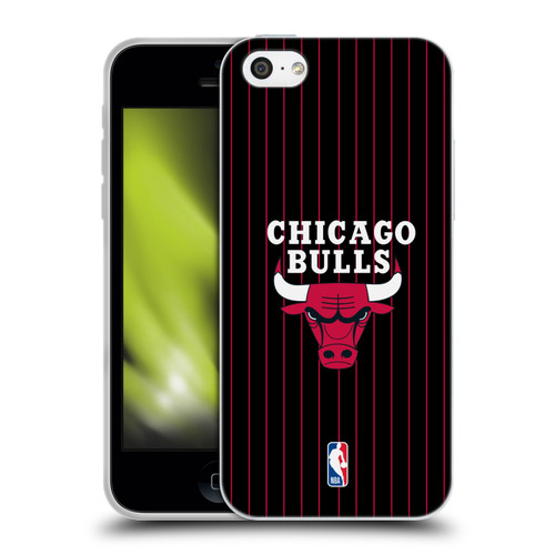 NBA Chicago Bulls Logo Black Pinstripe Design Soft Gel Case for Apple iPhone 5c