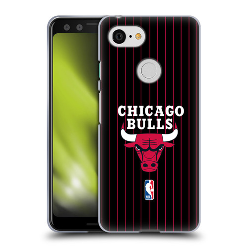NBA Chicago Bulls Logo Black Pinstripe Design Soft Gel Case for Google Pixel 3