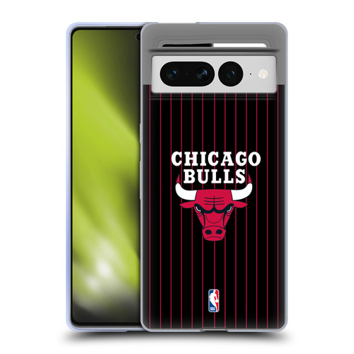 NBA Chicago Bulls Logo Black Pinstripe Design Soft Gel Case for Google Pixel 7 Pro