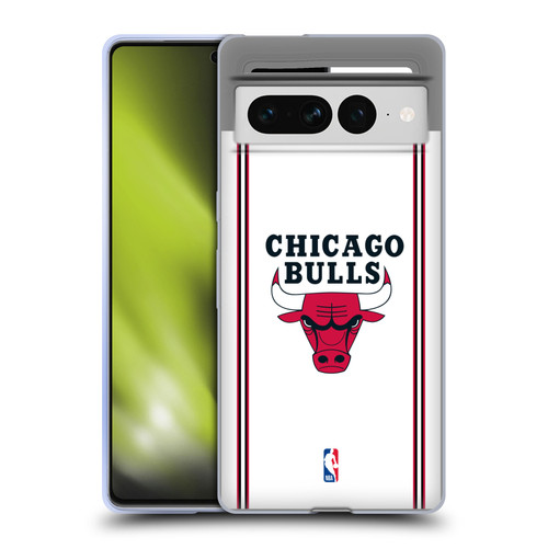 NBA Chicago Bulls Logo White Design Soft Gel Case for Google Pixel 7 Pro