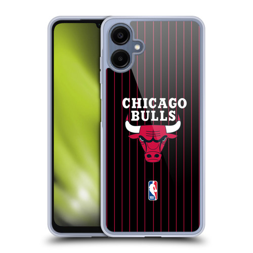 NBA Chicago Bulls Logo Black Pinstripe Design Soft Gel Case for Samsung Galaxy A06 4G / 5G