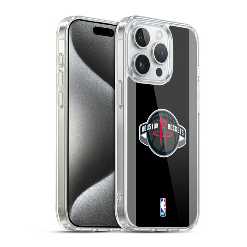NBA Houston Rockets Logo Black Design Soft Gel Case for Apple iPhone 15 Pro & MagSafe