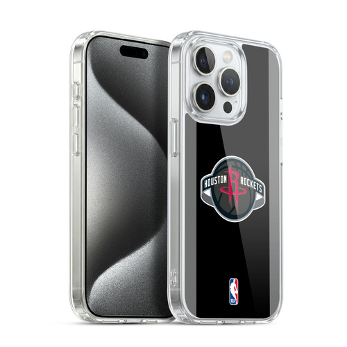NBA Houston Rockets Logo Black Design Soft Gel Case for Apple iPhone 15 Pro & MagSafe