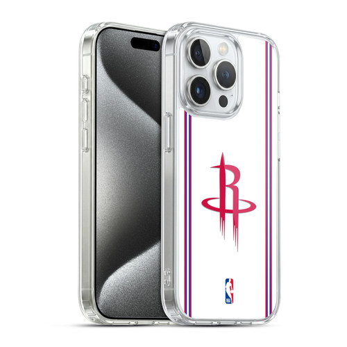 NBA Houston Rockets Logo White Design Soft Gel Case for Apple iPhone 15 Pro & MagSafe