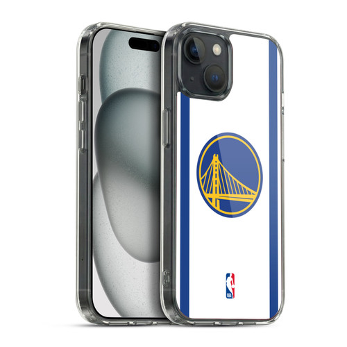 NBA Golden State Warriors Logo White Design Soft Gel Case for Apple iPhone 15 Plus & MagSafe