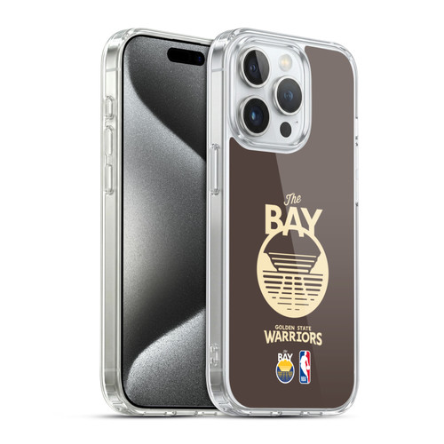 NBA Golden State Warriors Logo Brown Design Soft Gel Case for Apple iPhone 15 Pro & MagSafe