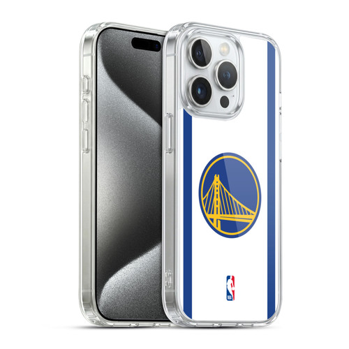 NBA Golden State Warriors Logo White Design Soft Gel Case for Apple iPhone 15 Pro & MagSafe
