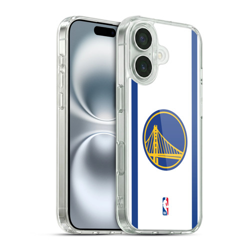 NBA Golden State Warriors Logo White Design Soft Gel Case for Apple iPhone 16 & MagSafe