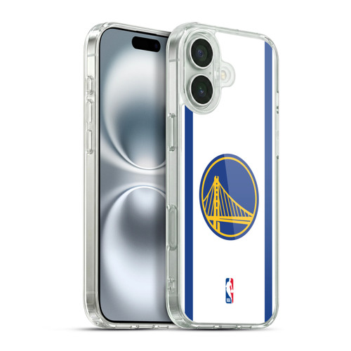 NBA Golden State Warriors Logo White Design Soft Gel Case for Apple iPhone 16 Plus & MagSafe