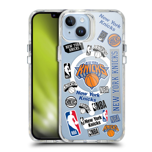 NBA New York Knicks Sticker Collage Print SHOCKPROOF BUMPER CASE COMPATIBLE WITH Apple iPhone 14 Plus & MAGSAFE