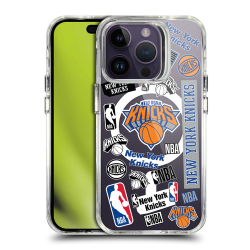 NBA New York Knicks Sticker Collage Print SHOCKPROOF BUMPER CASE COMPATIBLE WITH Apple iPhone 14 Pro & MAGSAFE
