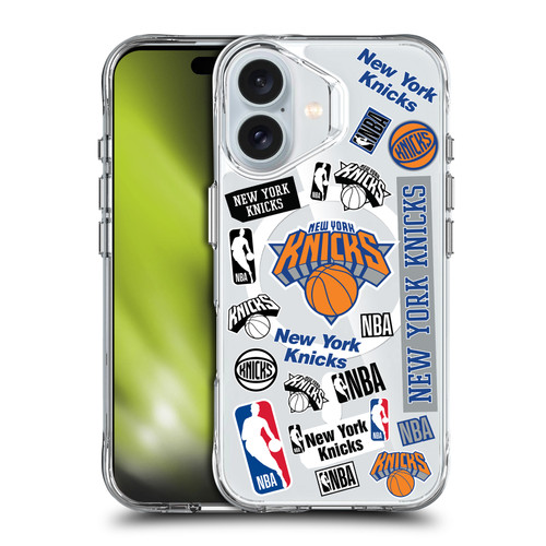 NBA New York Knicks Sticker Collage Print SHOCKPROOF BUMPER CASE COMPATIBLE WITH Apple iPhone 16 & MAGSAFE
