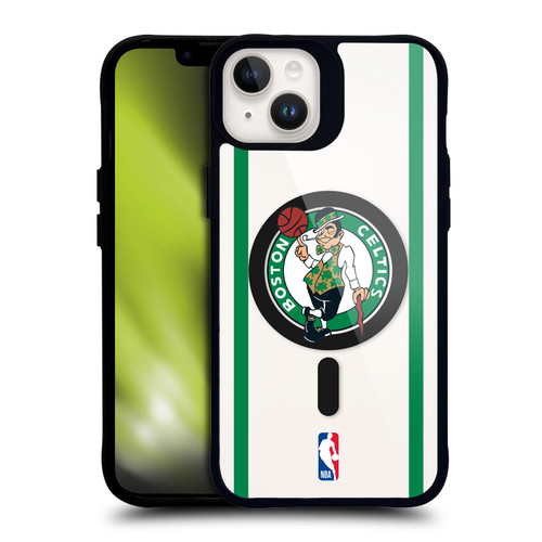 NBA Boston Celtics Logo Black Green Design Text BLACK SHOCKPROOF BUMPER CASE COMPATIBLE WITH Apple iPhone 14 Plus & MAGSAFE