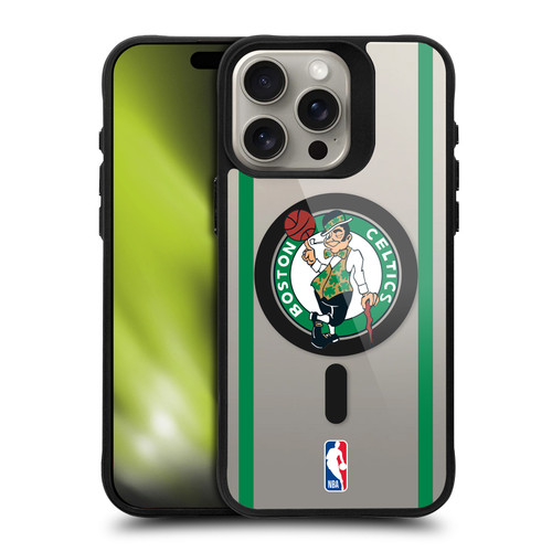 NBA Boston Celtics Logo Black Green Design Text BLACK SHOCKPROOF BUMPER CASE COMPATIBLE WITH Apple iPhone 15 Pro Max & MAGSAFE