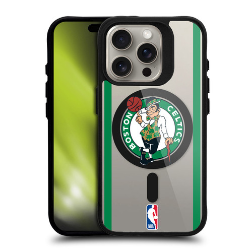 NBA Boston Celtics Logo Black Green Design Text BLACK SHOCKPROOF BUMPER CASE COMPATIBLE WITH Apple iPhone 15 Pro & MAGSAFE