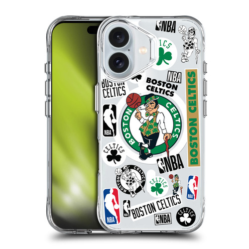 NBA Boston Celtics Sticker Collage Print SHOCKPROOF BUMPER CASE COMPATIBLE WITH Apple iPhone 16 & MAGSAFE