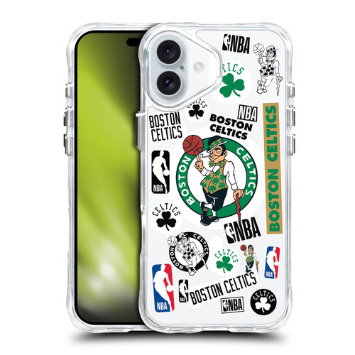 NBA Boston Celtics Sticker Collage Print SHOCKPROOF BUMPER CASE COMPATIBLE WITH Apple iPhone 16 Plus & MAGSAFE