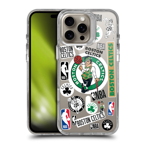 NBA Boston Celtics Sticker Collage Print SHOCKPROOF BUMPER CASE COMPATIBLE WITH Apple iPhone 16 Pro Max & MAGSAFE