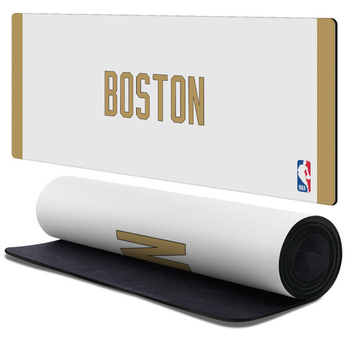 NBA Boston Celtics Logo White Gold Design Gaming Office Desk PC Keyboard Mouse Mat Pad 37.4 x 15.75 x 0.16 inches (900 x 400 mm) - XL