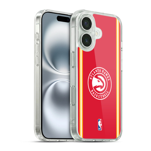 NBA Atlanta Hawks Logo Red Design Soft Gel Case for Apple iPhone 16 & MagSafe